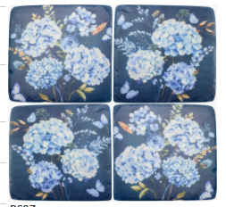 Set of 4 Ceramic Hydrangeas Coasters