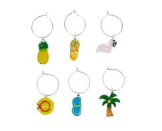 Set of 6 Tweed Glass Wine Charms