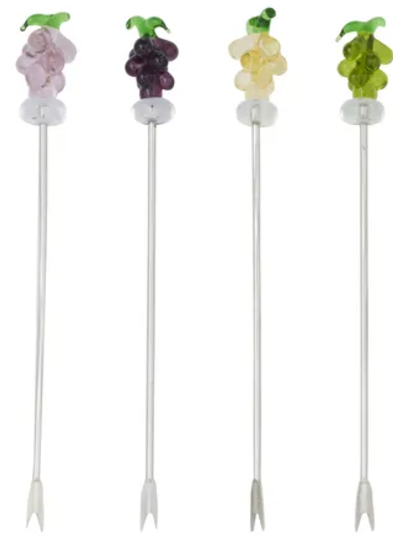 Set of 4 Vino Glass/Metal Picks