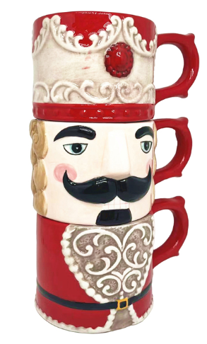 Ceramic Nutcracker Triple Mug Set