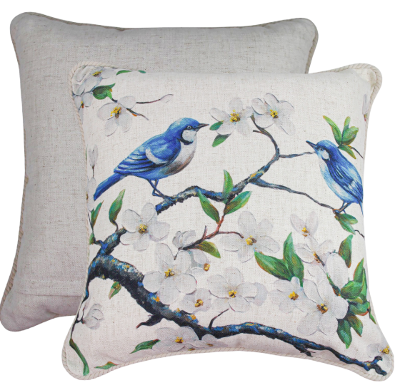 Tweet Retreat Linen Cushion