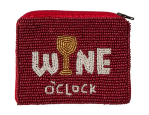 Wine Time Beaded Coin Purse