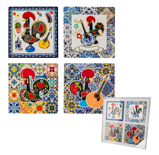 Indigo Ceramic Barcelona Set of 4 Coasters