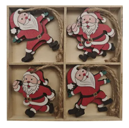 Set of 8 MDF Santa Decorations