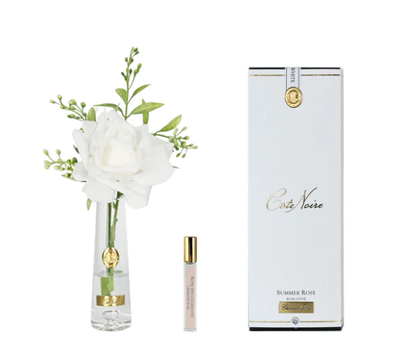Summer Rose-White With Gold Badge
