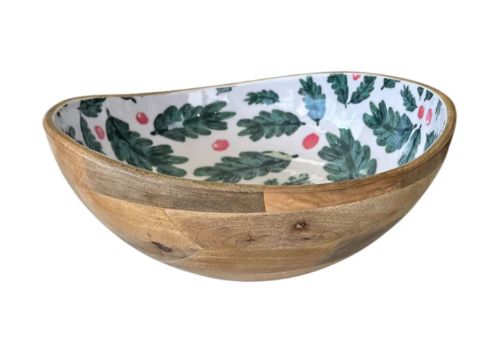Christmas Foliage Asymmetrical Large Serving Bowl