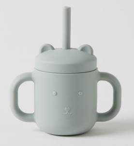 Henny Silicone Sippy Cup with Straw - Steele