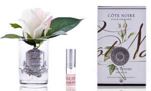 Rosebud  Pink Blush Clear Vessel Silver Crest